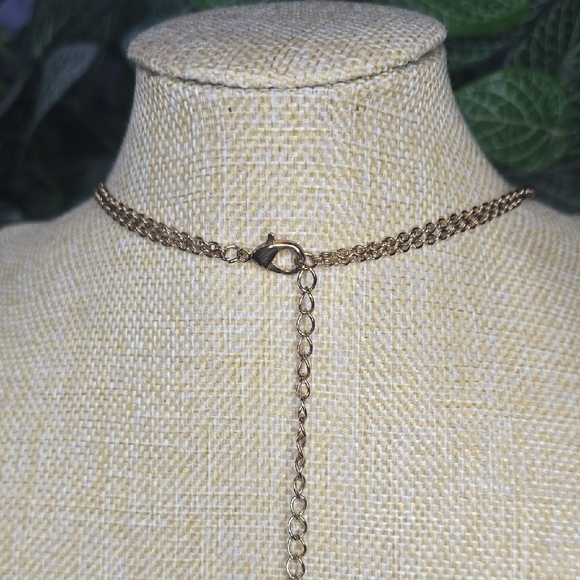 Rose Gold Tone Metal Fringe Bib Statement Necklace - Picture 4 of 8